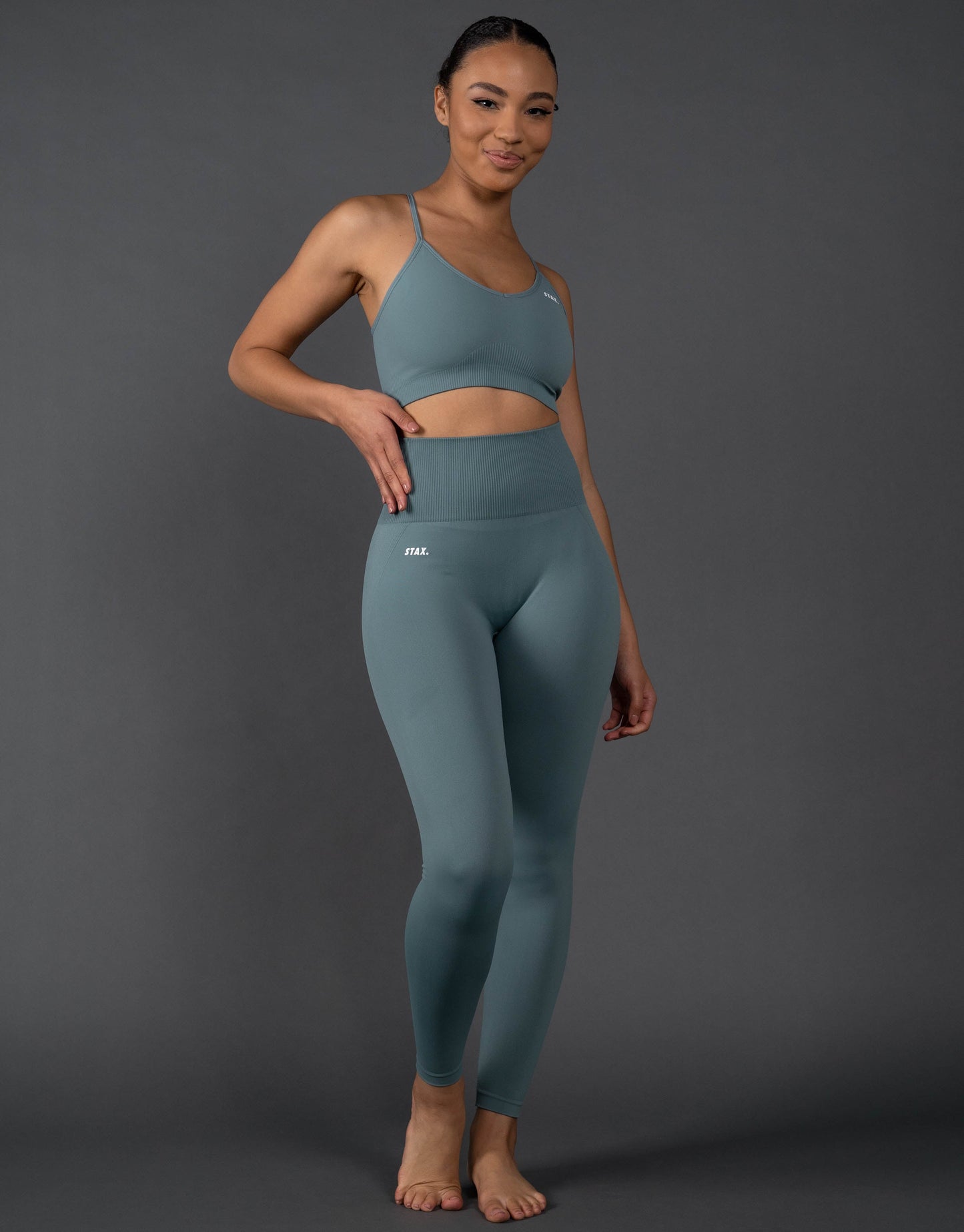 STAX. Premium Seamless V5.1 (Favourites) Full Length Tights - Mist (Blue/Grey)