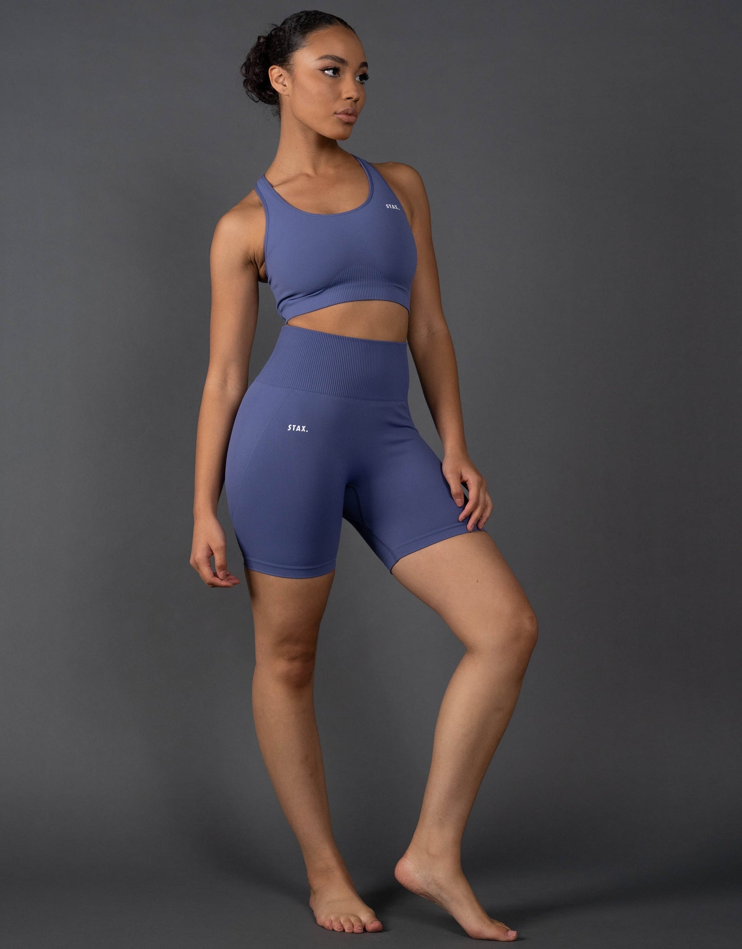 STAX. Premium Seamless V5.1 (Favourites) Midi Bike Shorts - Topaz (Blue/Purple)