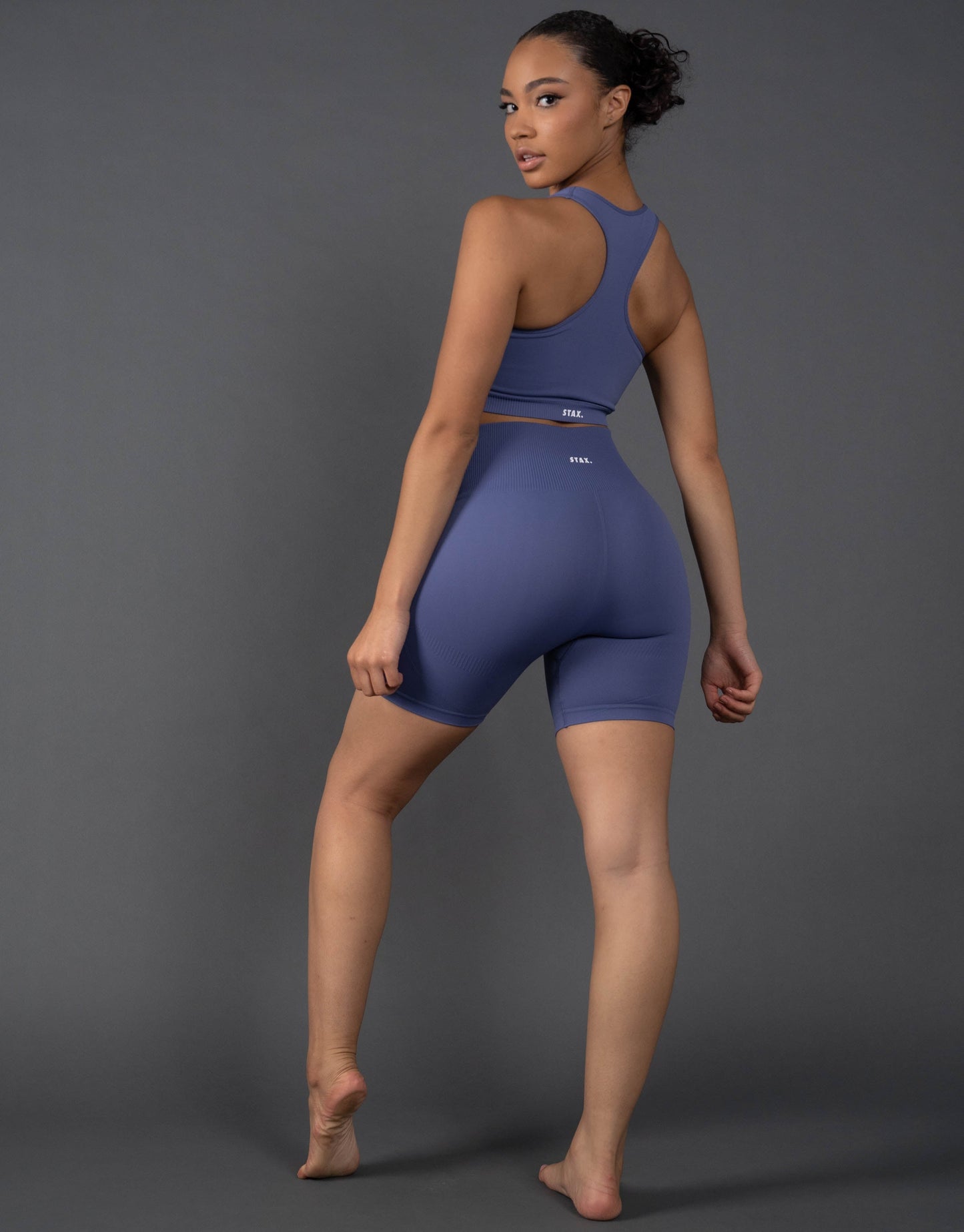 STAX. Premium Seamless V5.1 (Favourites) Midi Bike Shorts - Topaz (Blue/Purple)