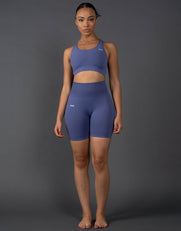 STAX. Premium Seamless V5.1 (Favourites) Midi Bike Shorts - Topaz (Blue/Purple)