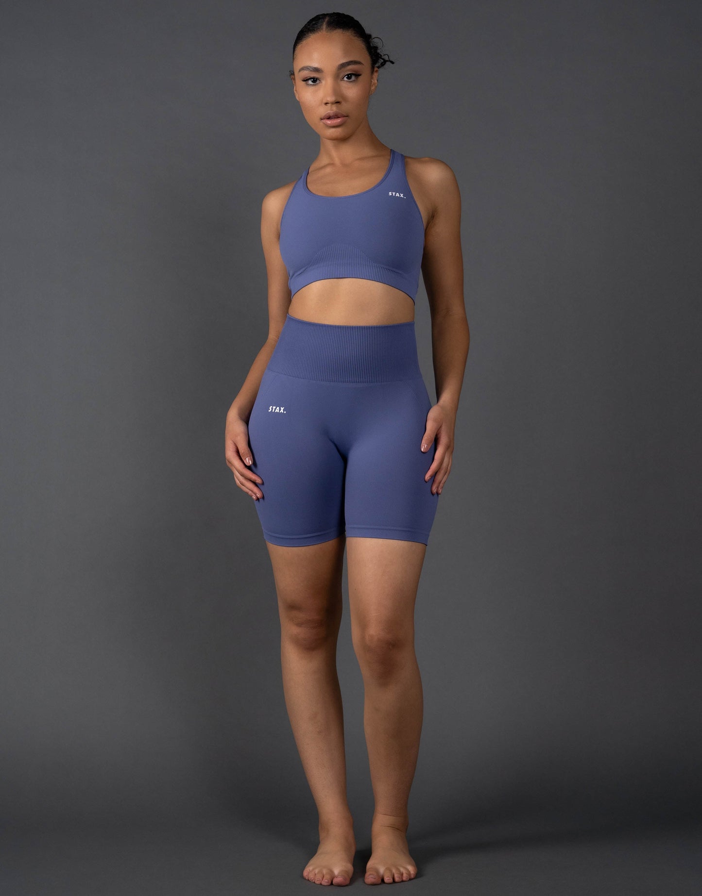 STAX. Premium Seamless V5.1 (Favourites) Midi Bike Shorts - Topaz (Blue/Purple)