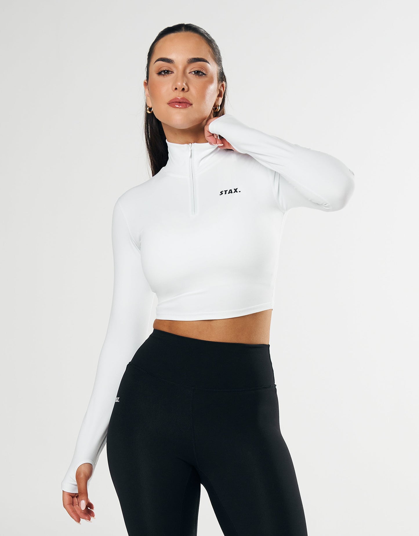 STAX. Long Sleeve Zip Crop NANDEX ™ - White