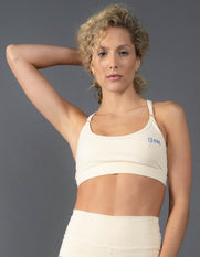 STAX. Run Club 2 Cotton Strappy Crop - Cream