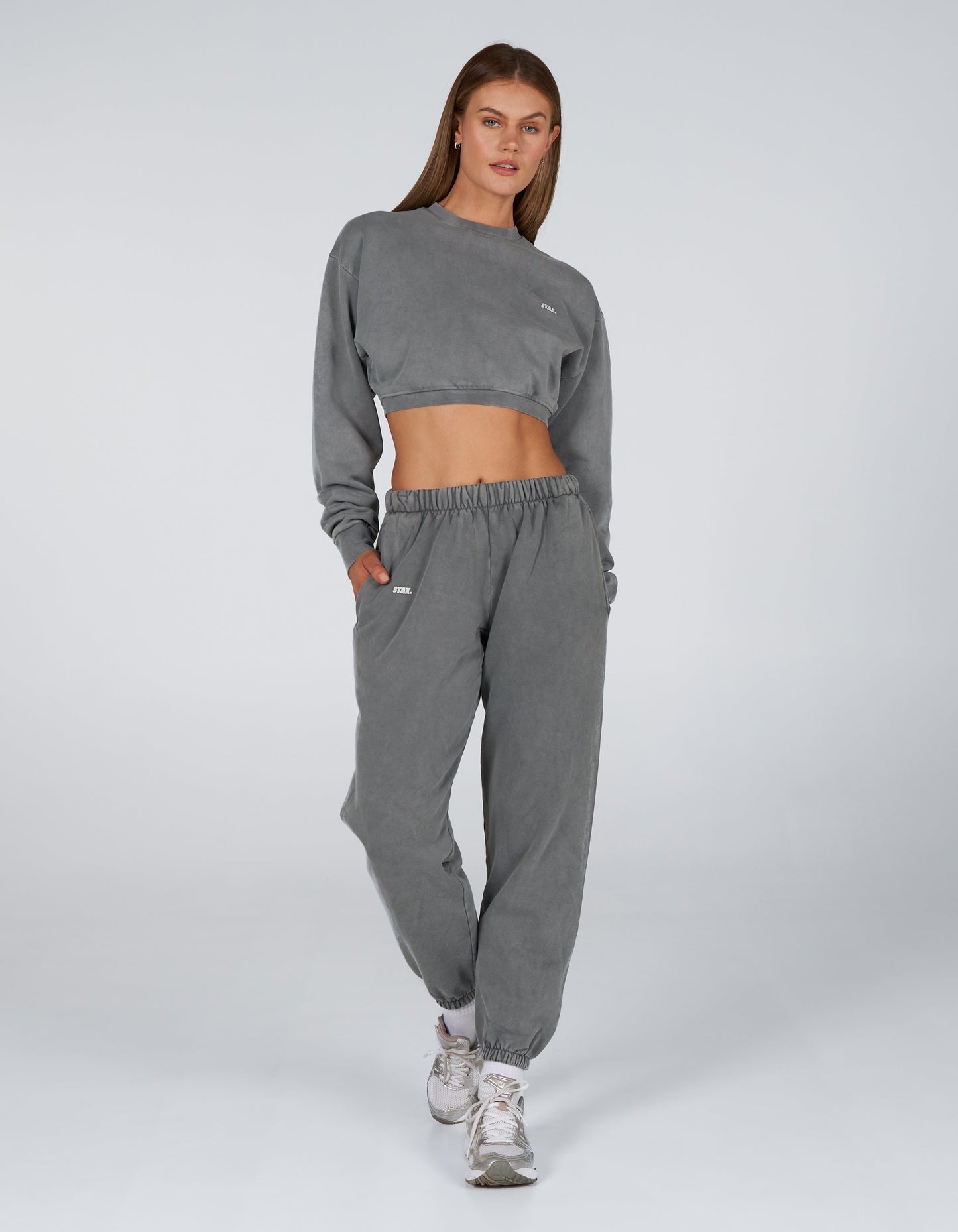 W23 Cropped Crew Neck- Stone