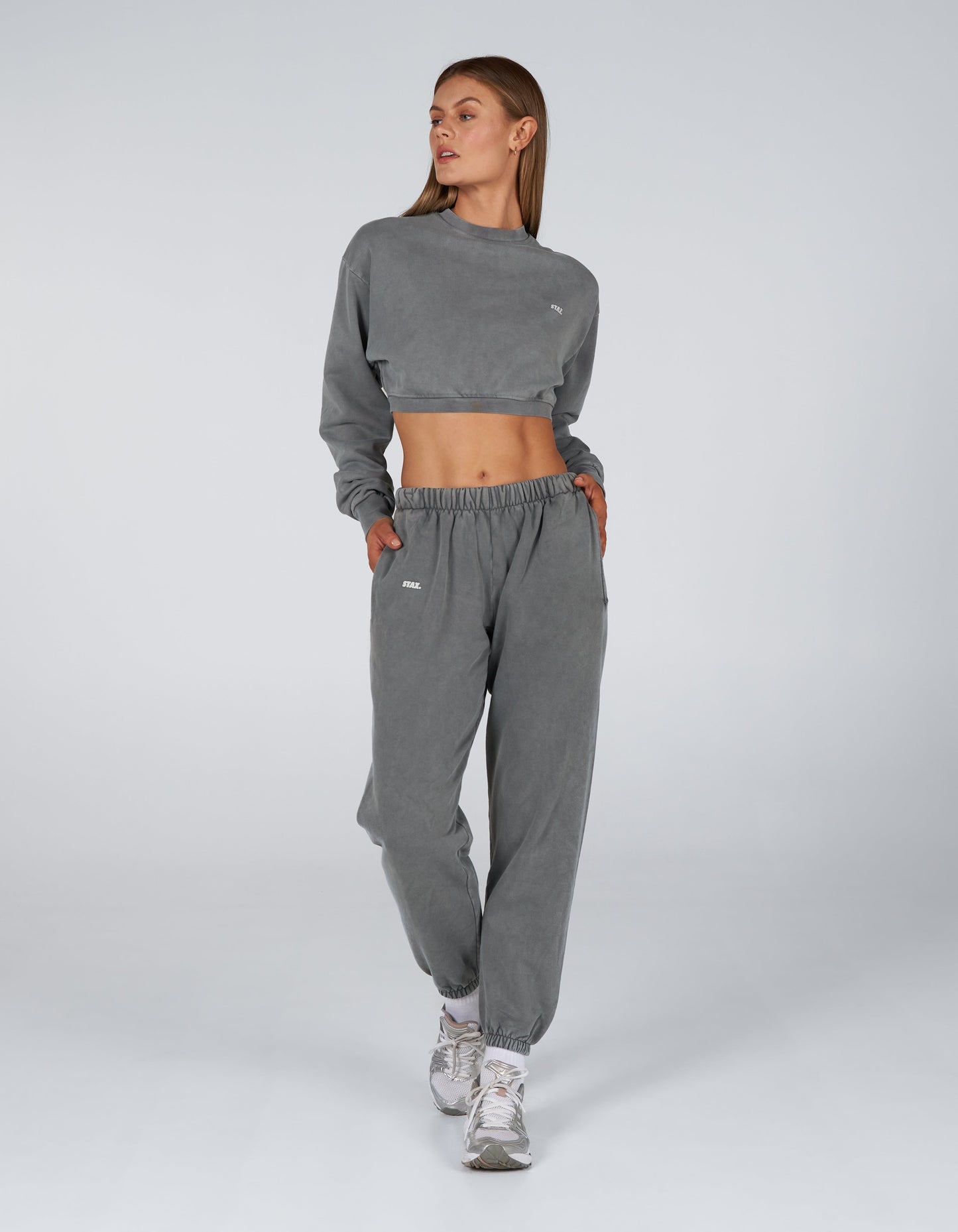 W23 Cropped Crew Neck- Stone