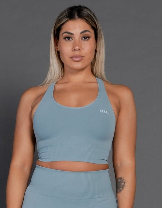 STAX. Premium Seamless V4 Racer Crop - Trench Blue