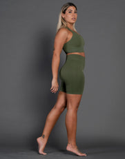 STAX. Premium Seamless V4 Racer Crop - Forest Green