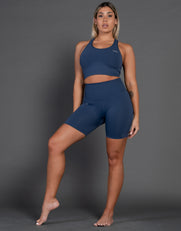 STAX. Premium Seamless V4 Midi Bike Shorts - Nuit Navy