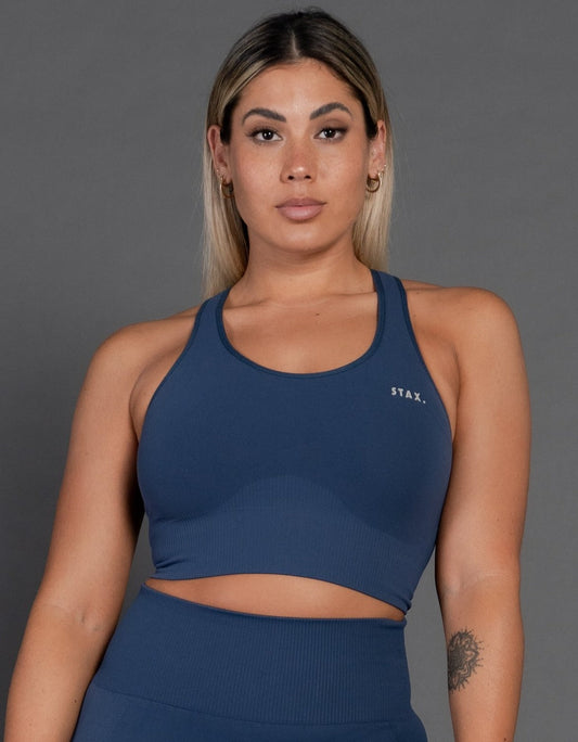 STAX. Premium Seamless V4 Racer Crop - Nuit Navy