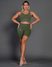 STAX. Premium Seamless V4 Racer Crop - Forest Green